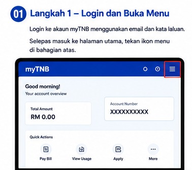 Login dan buka menu myTNB untuk verification