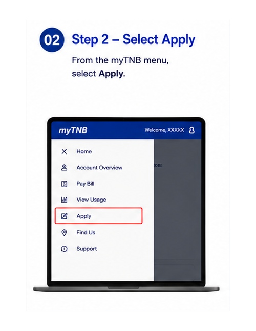 Select Apply from the myTNB menu