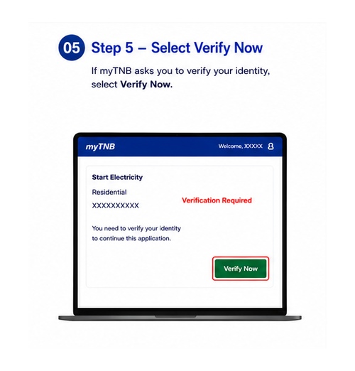 Select Verify Now for myTNB identity verification