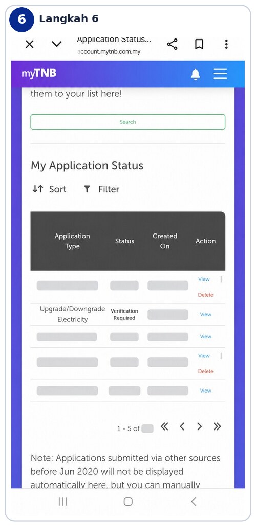 Status Verification Required dalam portal myTNB