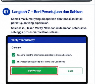 Persetujuan pengesahan identiti dan Verify Now dalam myTNB