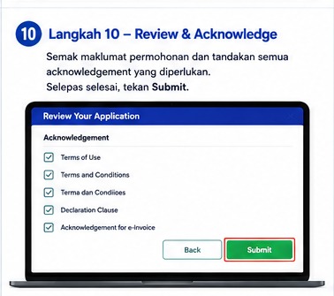 Review application dan tandakan acknowledgement dalam myTNB