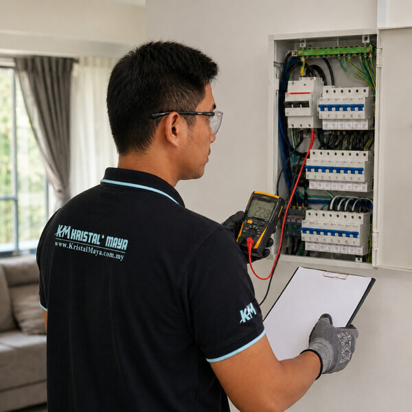 ST registered electrical contractor inspecting and testing a DB box