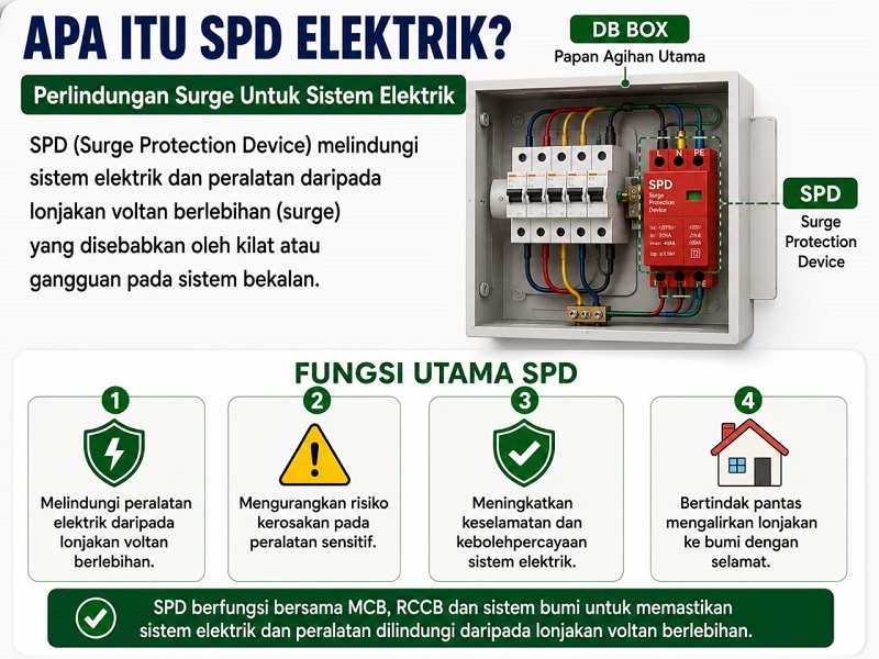 SPD elektrik atau Surge Protection Device dalam DB box