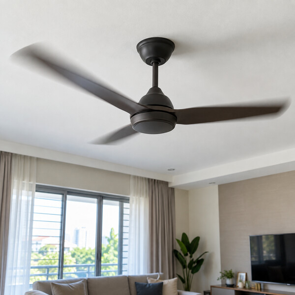 Ceiling fan spinning slowly in a Malaysian home
