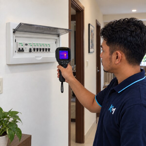 Temperature inspection of a residential DB box using a thermal camera