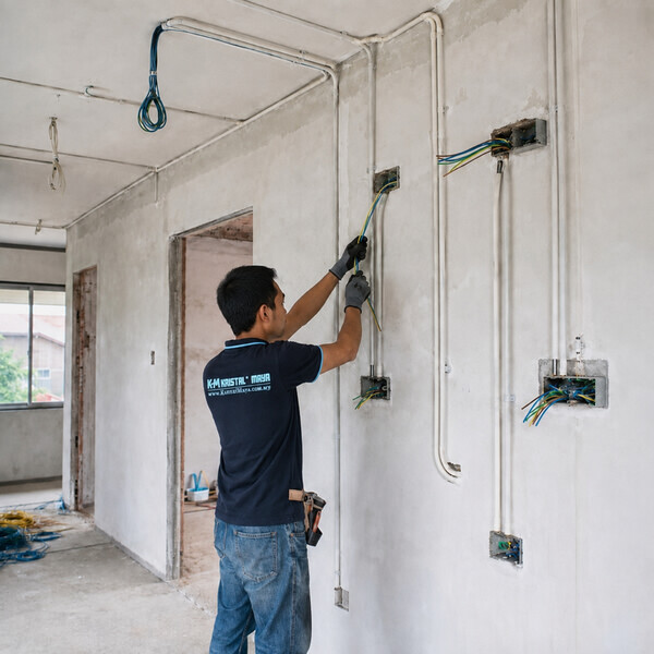 House wiring installation during renovation