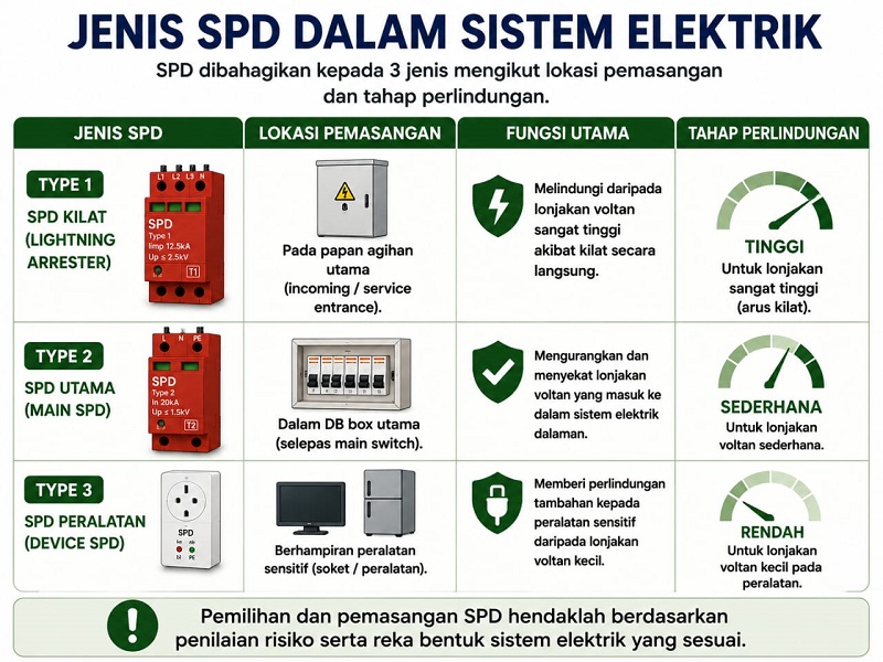 Jenis SPD Type 1 Type 2 dan Type 3 dalam sistem elektrik