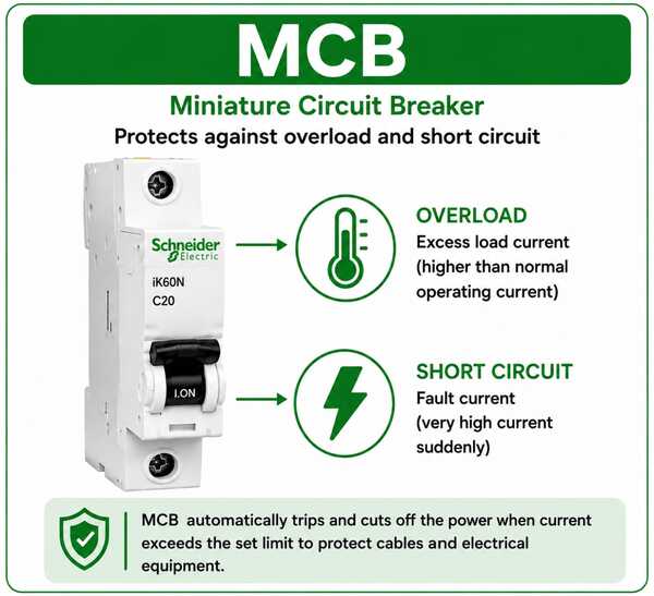 MCB Miniature Circuit Breaker for overload and short circuit protection
