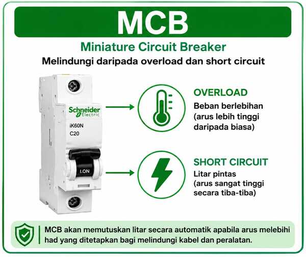MCB Miniature Circuit Breaker untuk perlindungan overload dan short circuit