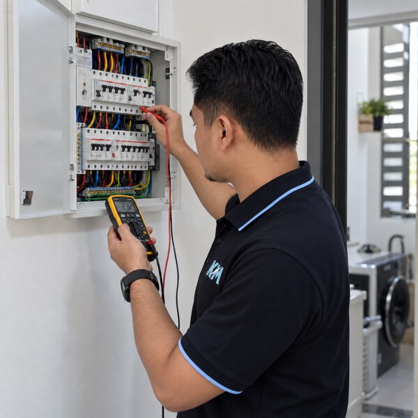 Pemeriksaan DB box dan komponen elektrik oleh kontraktor