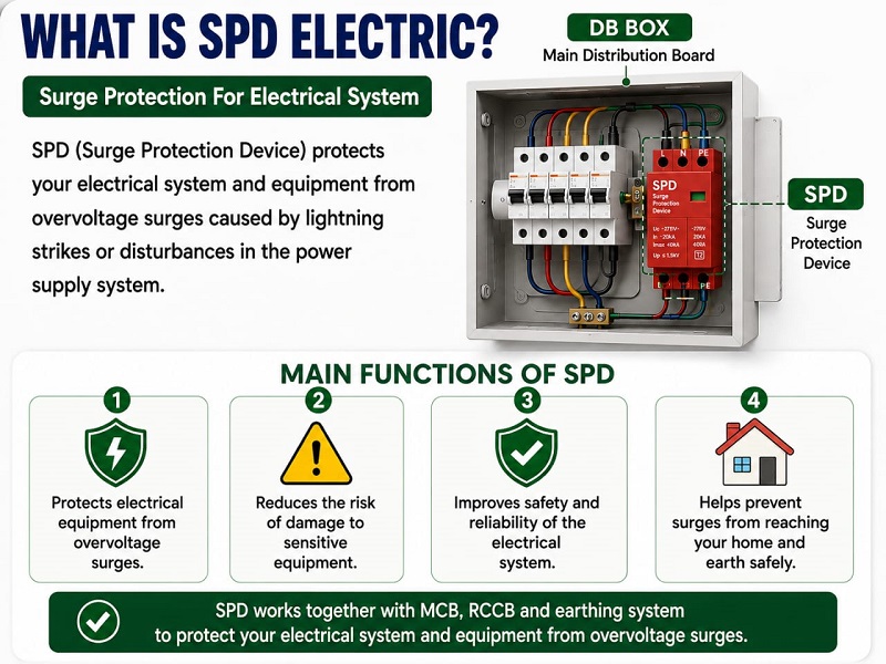 SPD electrical Surge Protection Device installed in a DB box